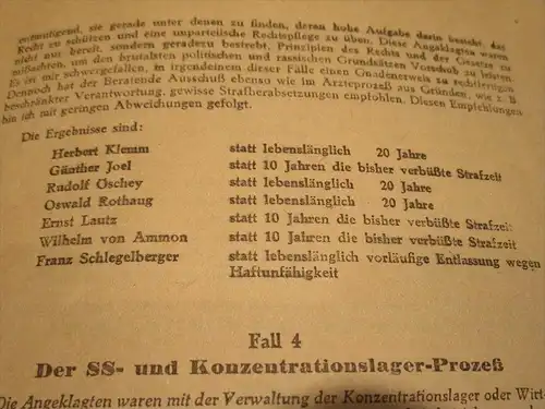 Kriegsverbrecherprozesse , Landsberg - Dokumentarischer Bericht 1951 , mit sämtlichen Strafen der Verurteilten !!!