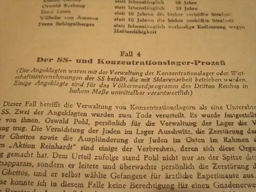 Kriegsverbrecherprozesse , Landsberg - Dokumentarischer Bericht 1951 , mit sämtlichen Strafen der Verurteilten !!!