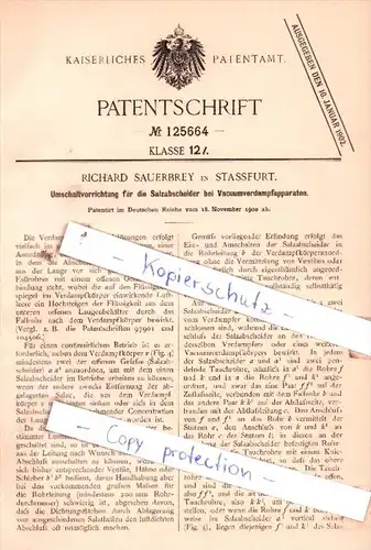 Original Patent  - R. Sauerbrey in Stassfurt , 1900 , Umschaltvorrichtung für die Salzabscheider !!!