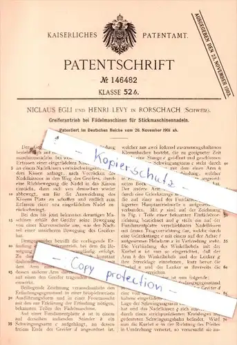 Original Patent  - N. Egli und Henri Levy in Rorschach , Schweiz , 1901 , Strickmaschinennadeln !!!