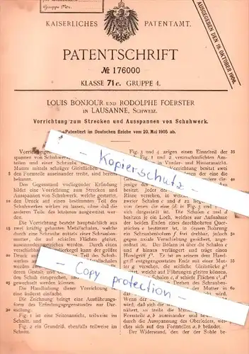 Original Patent  - Louis Bonjour und Rodolphe Foerster in Lausanne , Schweiz , 1905 ,  !!!