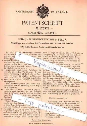 Original Patent  - J. Benneckenstein in Berlin , 1905 , Anzeigen des Entweichens der Luft !!!