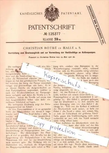 Original Patent  - Christian Bothe in Halle a. S. , 1900 , Kolbenpumpen !!!