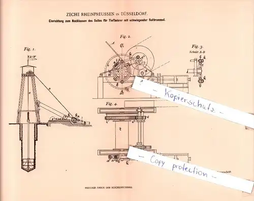 Original Patent  -  Zeche Rheinpreussen in Düsseldorf , 1898 , Bergbau !!!