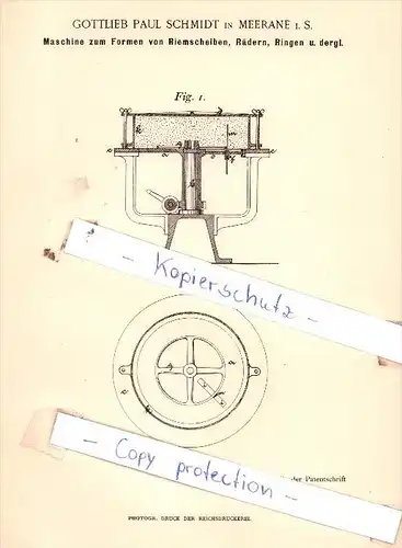 Original Patent  - Gottlieb Paul Schmidt in Meerane i. S. , 1892 , Giesserei und Formerei !!!