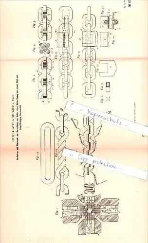 Original Patent  - Otto Klatte in Neuwied a. Rhein , 1891 , Herstellung von Ketten !!!