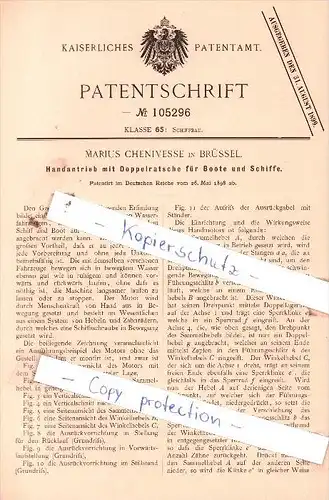 Original Patent  - Marius Chenivesse in Brüssel , 1898 , Schiffsbau !!!