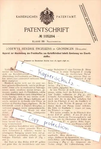 Original Patent  - Lodewyk Hendrik Engelkens in Groningen , Holland , 1898 , Nahrungsmittel !!!
