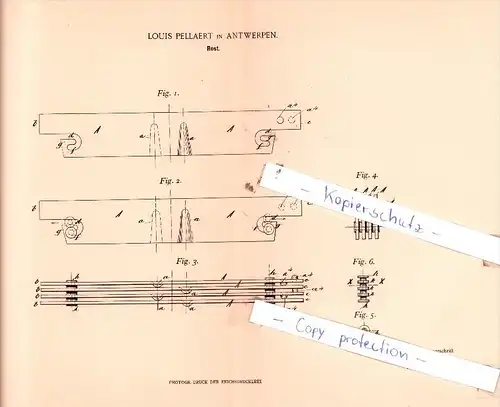 Original Patent  - Louis Pellaert in Antwerpen , 1898 , Rost !!!