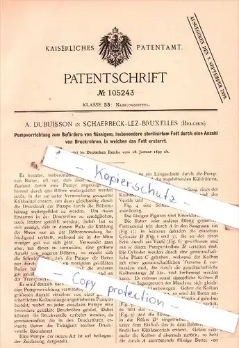 Original Patent  - A. Dubuisson in Schaerbeck-Lez-Bruxelles , Belgien , 1899 , Nahrungsmittel !!!