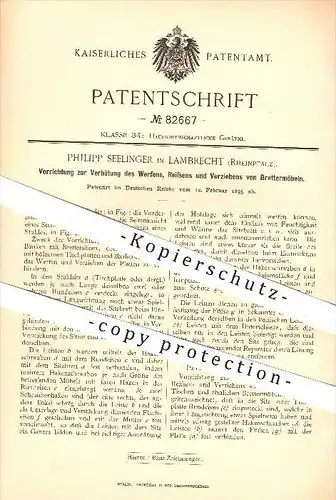 original Patent - P. Seelinger , Lamprecht 1895 , Schutz vor Verziehen u. Reißen der Bretter am Möbel , Tischler , Stuhl