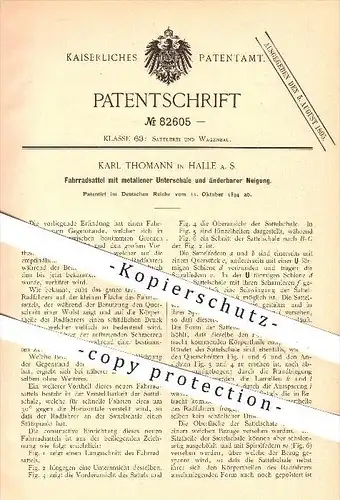 original Patent - Karl Thomann , Halle / Saale , verstellbarer Fahrradsattel , Sattel , Fahrrad , Fahrräder , Sattlerei