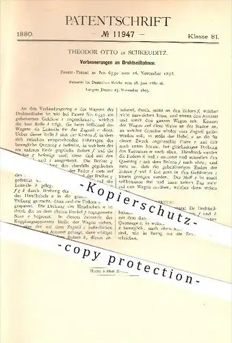 original Patent - Theodor Otto , Schkeuditz , 1880 , Drahtseilbahnen , Seilbahn , Seilbahnen , Bahn , Bahnen , Transport