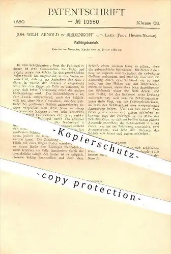 original Patent  - J. W. Arnold , Biedenkopf , 1880 , Fallriegelschloss , Schloss , Schlösser , Schlosser , Türschloss !