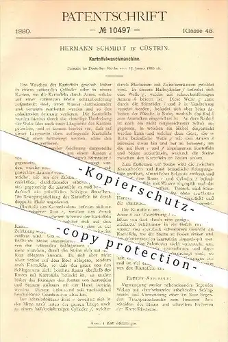 original Patent - Hermann Schmidt in Cüstrin , 1880 , Kartoffelwaschmaschine , Kartoffeln , Landwirtschaft , Bauer !!!