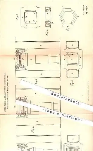 original Patent - Arno Meisel , Muldenstein , Bitterfeld , 1894 , Formkasten zum Pressen von Ziegel , Platten , Ziegelei