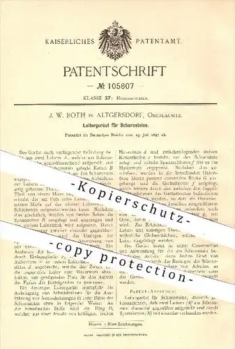 original Patent - J. W. Roth in Altgersorf , Oberlausitz , 1897 , Leitergerüst für Schornsteine , Schornstein , Leiter !