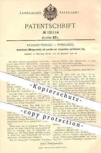 original Patent - R. Peiseler , Remscheid , 1900 , Schleifstahl , Metzgerstahl , Stahl , Schleifen , Metzger , Werkzeug