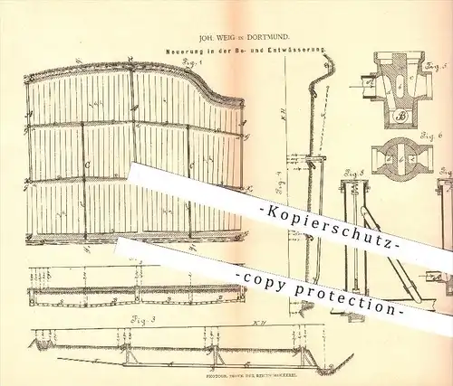 original Patent - Joh. Weig in Dortmund , 1880 , Bewässerung , Entwässerung , Wasser , Wasserleitung , Landwirtschaft !!