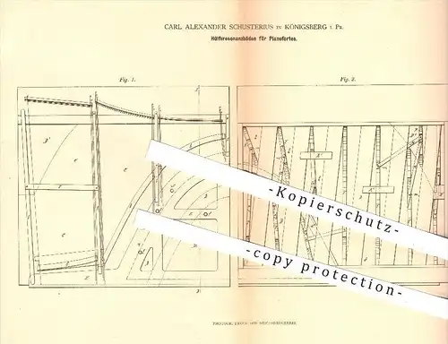 original Patent - Carl A. Schusterius , Königsberg i. Pr. , 1880 , Hilfsresonanzböden für Pianofortes , Piano , Klavier