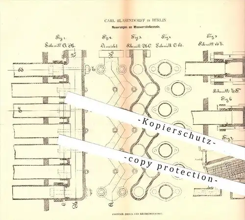 original Patent - Carl Blasendorff in Berlin , 1880 , Wasserrohrkessel , Kessel , Dampfkessel , Dampf !!!