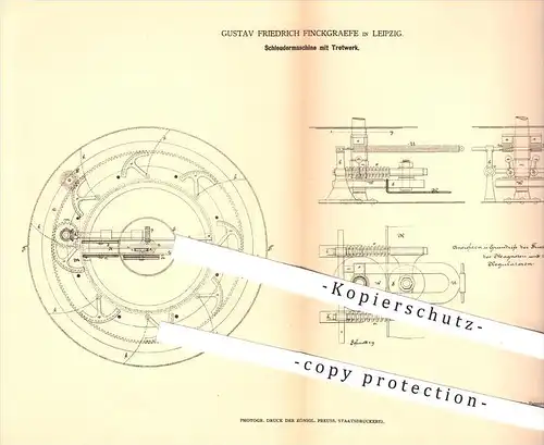 original Patent - Gustav Friedrich Finckgraefe in Leipzig , 1878 , Schleudermaschine mit Tretwerk , Schleuder !!!