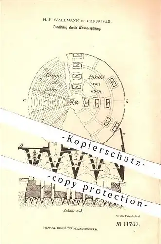 original Patent - H. F. Wallmann in Hannover , 1880 , Fundierung durch Wasserspülung , Wasser , Wasserbau , Spülung !!!