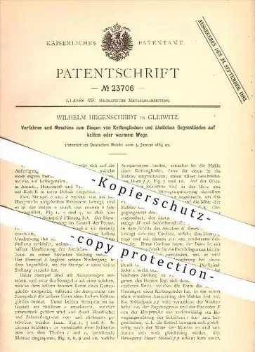 original Patent - Wilhelm Hegenscheidt in Gleiwitz , 1883 , Biegen von Kettengliedern , Glied , Glieder , Kette , Ketten