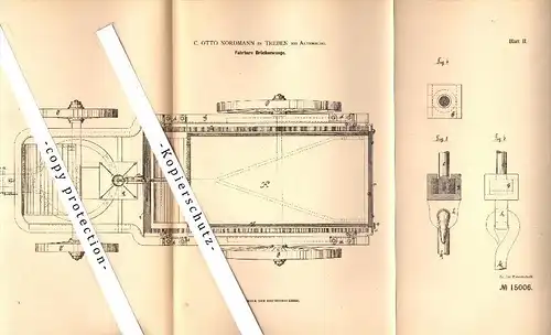 Original Patent - C. Otto Nordmann in Treben b. Altenburg , 1880 , fahrbare Brückenwaage !!!
