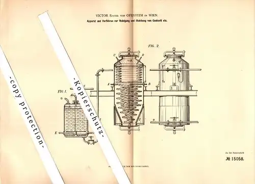 Original Patent - Victor Ritter von Ofenheim in Wien , 1880 , Apparat zur Reinigung von Ozokerit !!!