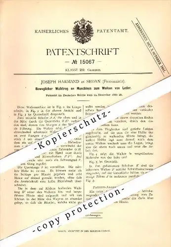 Original Patent - Joseph Harmand à Sedan , 1880 , Machine foulage pour le cuir !!!