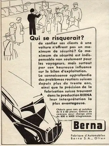 original Werbung - 1939 - BERNA Automobile in Olten , Garage , Werkstatt !!!