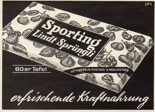 original Werbung - 1939 - Lindt Sprüngli , Schokolade , Sporting !!!