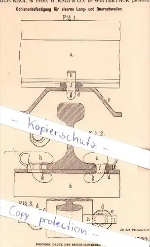 Original Patent - Heinrich Kägi, in Fa. H. Kägi & Co. in Winterthur , Schweiz , 1881 ,  !!!