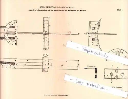 Original Patent - Carl Christian Zuleger in Mainz , 1882 , Schuhwerk !!!