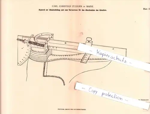 Original Patent - Carl Christian Zuleger in Mainz , 1882 , Schuhwerk !!!