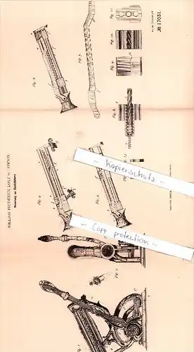 Original Patent - William Frederick Lotz in London , 1881 , Neuerung an Korkziehern , Korkenzieher !!!