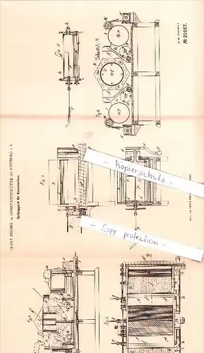 Original Patent - F. Fröbel in Constantinhütte bei Freiberg i. S.  , 1882 , Sortirapparat !!!