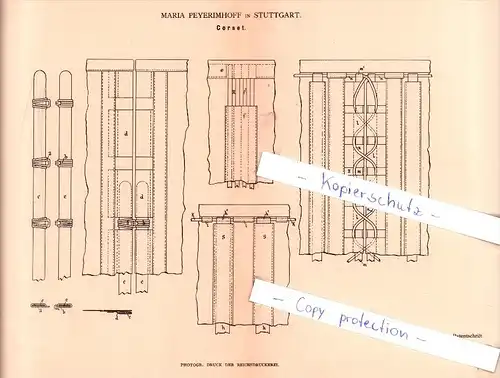 Original Patent - Maria Peyerimhoff in Stuttgart , 1884 , Corset , Korset !!!