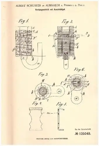 Original Patent - Albert Schuster in Albisheim a. Pfrimm , 1901 , Vorhängeschloß , Schlüsseldienst , Pfalz , Göllheim !!