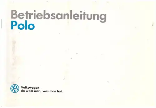 Betriebsanleitung , Handbuch - VW Polo 1989 , 112 Seiten , Volkswagen !!!