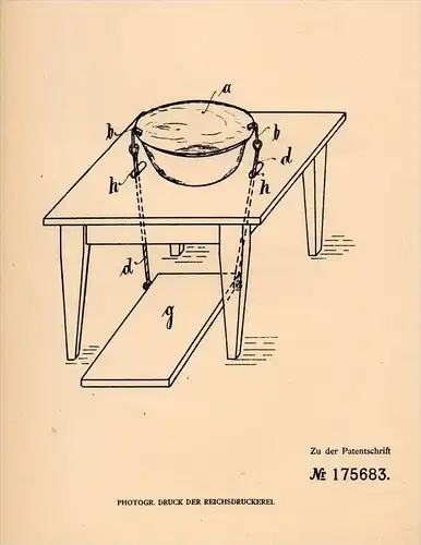 Original Patentschrift - Georg Friedrich in Stralsund , 1905 , Rührschüssel - Halterung , Bäcker , Bäckerei , Konditor !