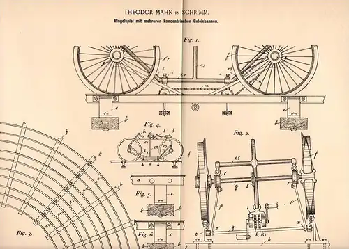Original Patentschrift - Th. Mann in Schrimm / Srem , 1894 , Ringelspiel mit Gleis , Karussell , Kirmes , Jahrmarkt !!!