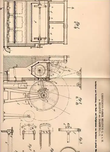 Original Patentschrift - Uhrfedern - Fabrik in Bellevue dans Sarrebourg i. Lothringen , 1901 , Ressorts pour montres , S