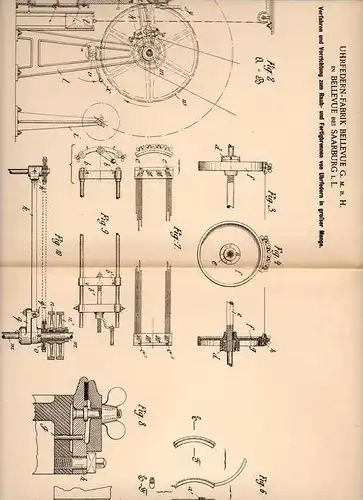 Original Patentschrift - Uhrfedern - Fabrik in Bellevue dans Sarrebourg i. Lothringen , 1901 , Ressorts pour montres , S