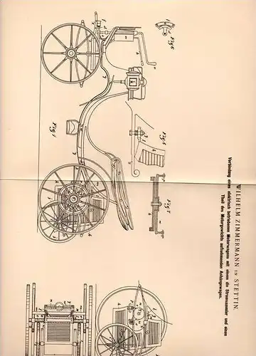 Original Patentschrift - elektrischer Motorwagen , Automobil , 1899 , W. Zimmermann in Stettin !!!