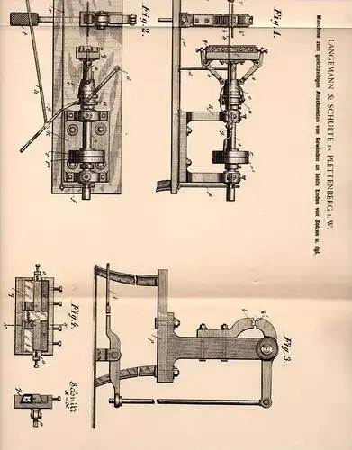 Original Patentschrift - Langemann & Schulte in Plettenberg i.W. , 1900 , Maschine zum Schneiden von Gewinde !!!