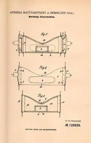 Original Patentschrift - A. Mattyasovszky in Debreczen , Ungarn , 1901 , Binde für Schnurrbart , Bart !!!