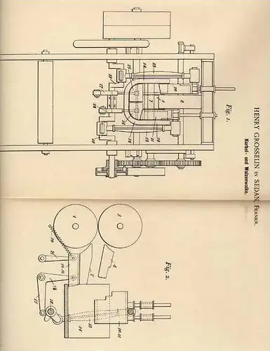 Original Patentschrift - H. Grosselin in Sedan , 1900 , Kurbel- und Walzenwalke !!!