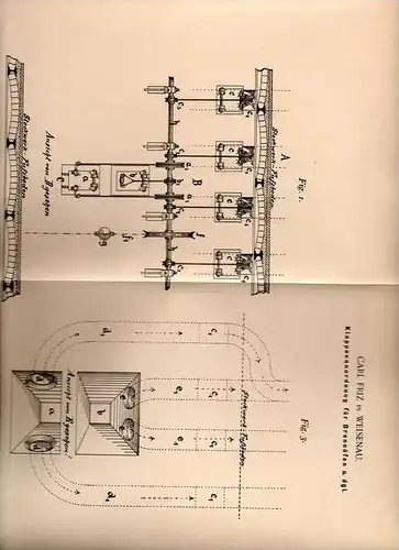 Original Patentschrift - Carl Friz in Weisenau b. Mainz , 1900 , Brennofen - Klappenanordnung , Ofen , Schachtofen !!!